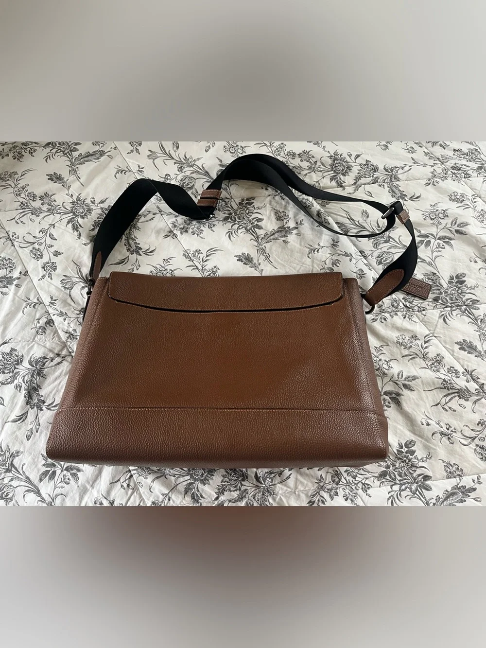 Coach Chestnut Brown Pebbled Leather Messenger Bag with Buckle